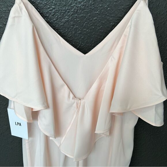 REVOLVE, LPA V Neck Ruffle Gown in Champagne - Picture 8 of 16